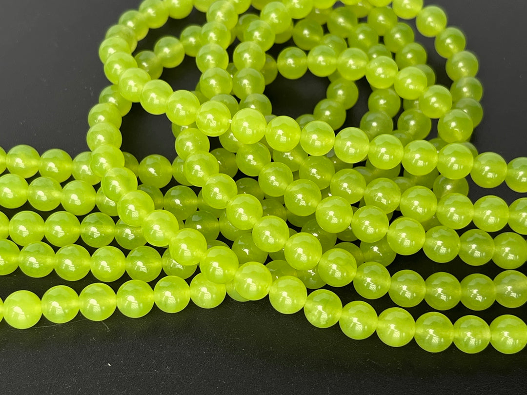 15" 6mm Light yellow green Malaysian jade Round beads