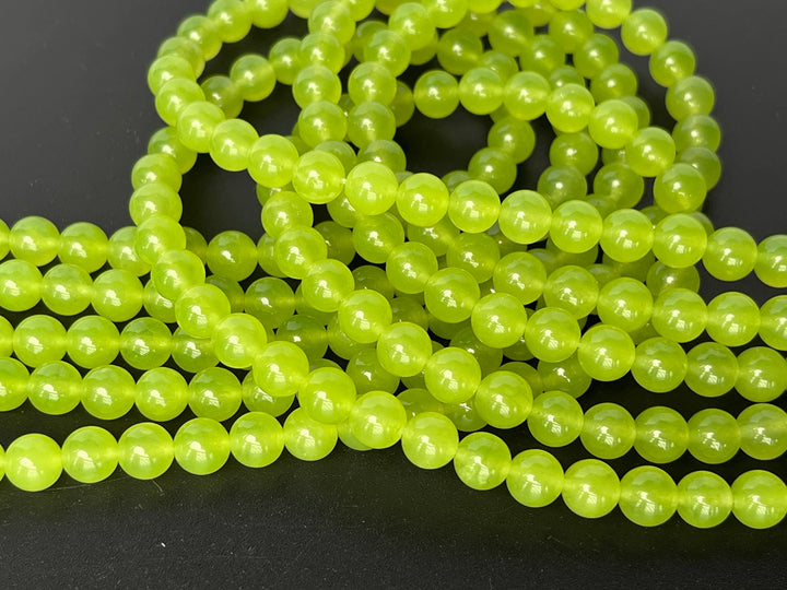 15" 6mm Light yellow green Malaysian jade Round beads