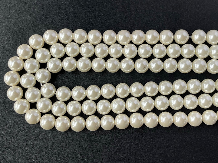 15.5" 8mm/10mm Pearl white color Glass round beads