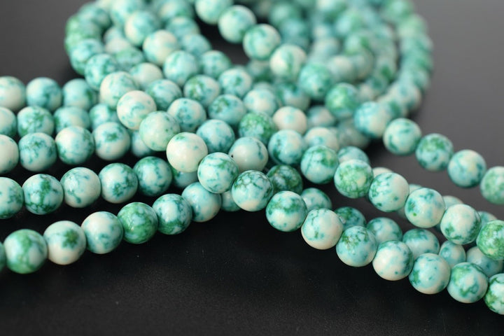 15.5" 8mm Dyed green rain flower stone,mix color rain flower jasper beads