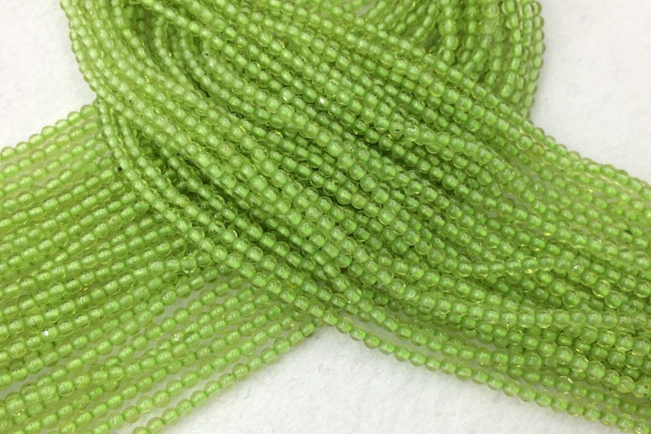 15.5" Peridot 2mm round beads, small yellow green color gemstone beads