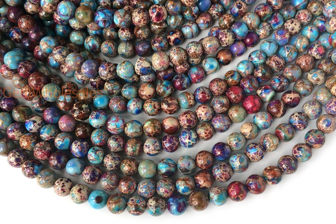 15.5“ 6/8/10mm purple blue emperor jasper round beads, Sea Sediment,Terra Jasper