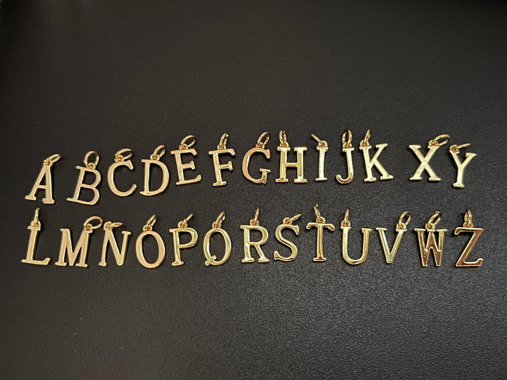 5PCS 8mm gold plated brass alphabet letters charms DIY jewelry findings A~Z