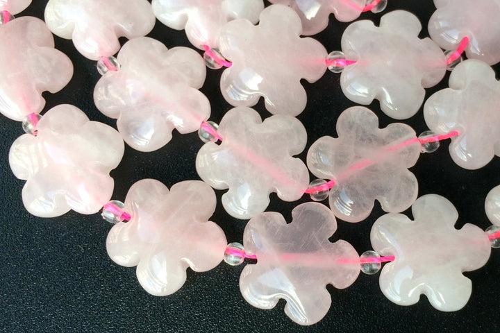 15.5" Natural Rose quartz flower 15/20mm,semi-precious stone,gemstone