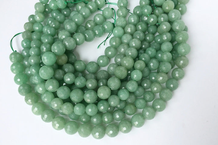 15.5" 12mm4mm Natural green aventurine round faceted beads