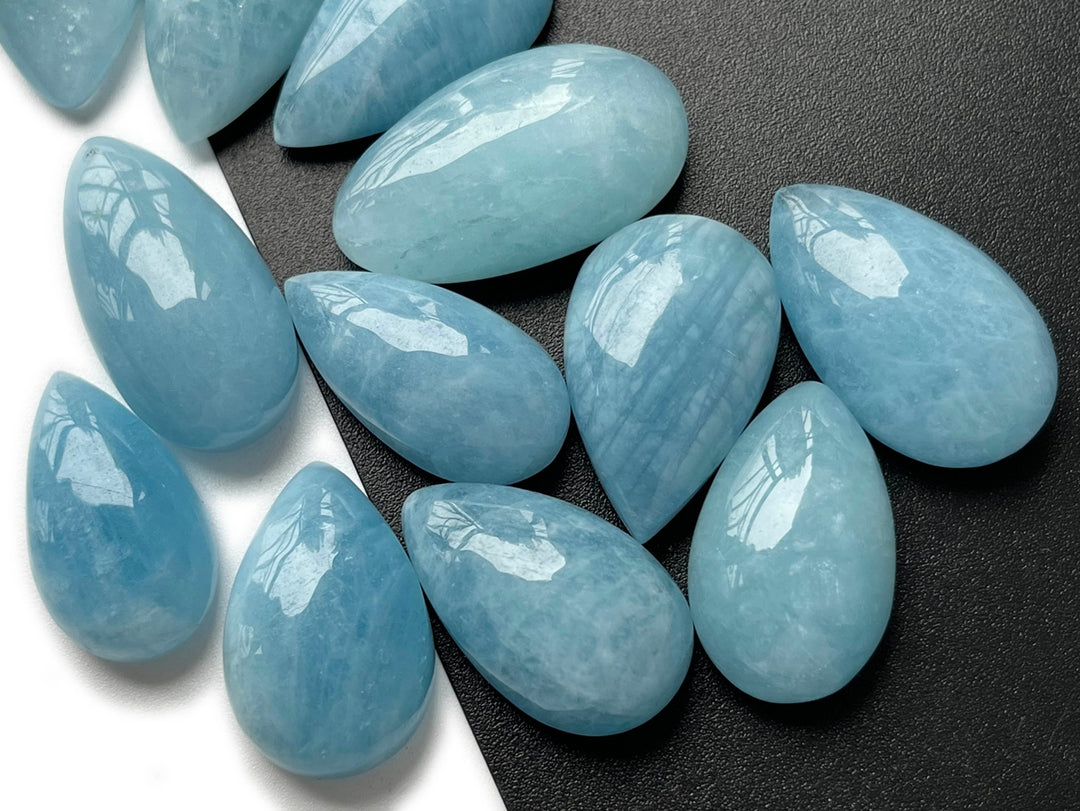 1PC 26~33mm AA Natural Aquamarine teardrop cabochon Undrilled pendant