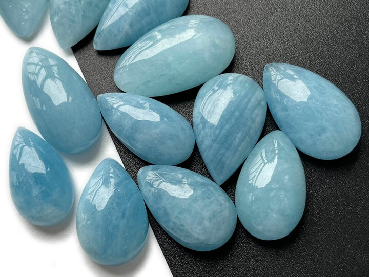 1PC 26~33mm AA Natural Aquamarine teardrop cabochon Undrilled pendant