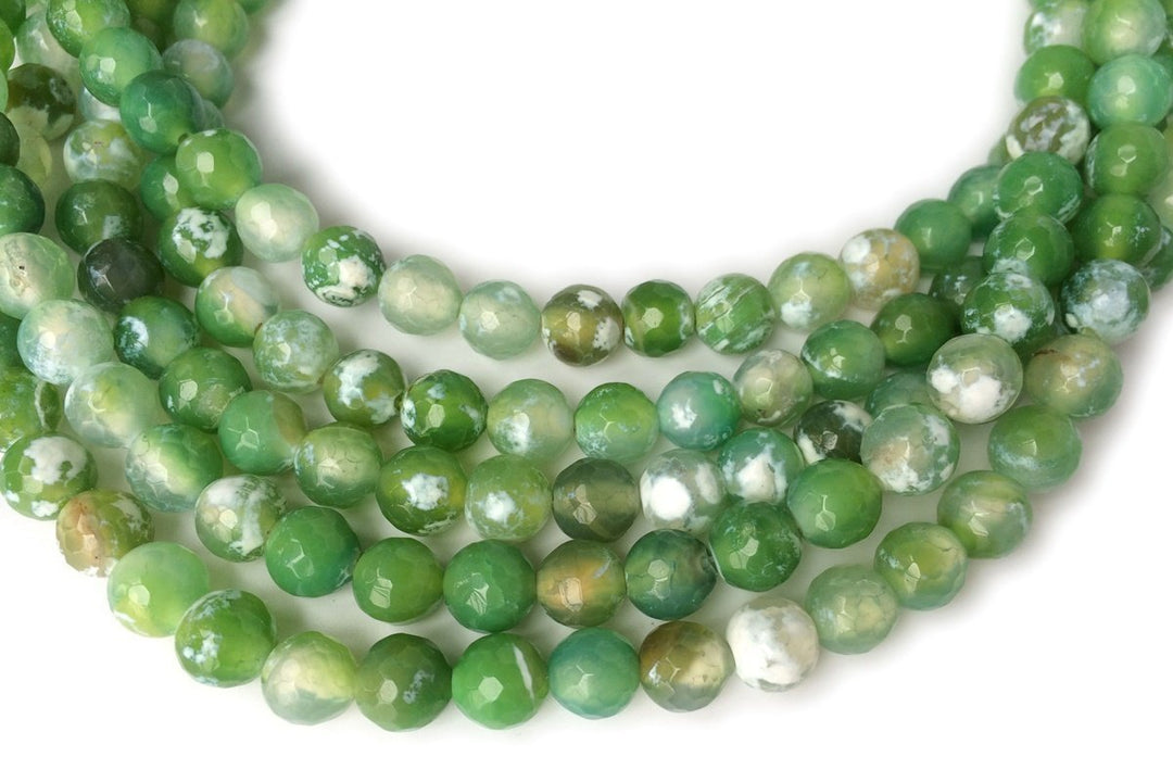 15" 8mm/10mm green fire Agate Round faceted beads