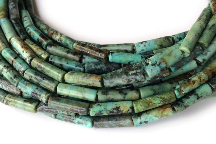 15.5" Natural African turquoise round tube 4x13mm,green color cylinder