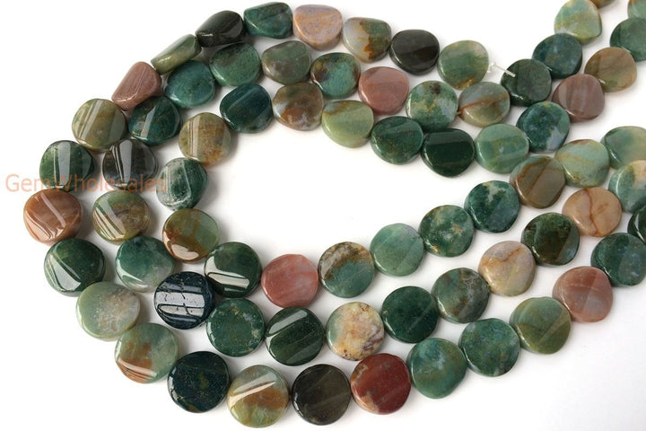 15.5" 16mm Indian agate twisted coin, Indian agate wave coin, semi precious stone