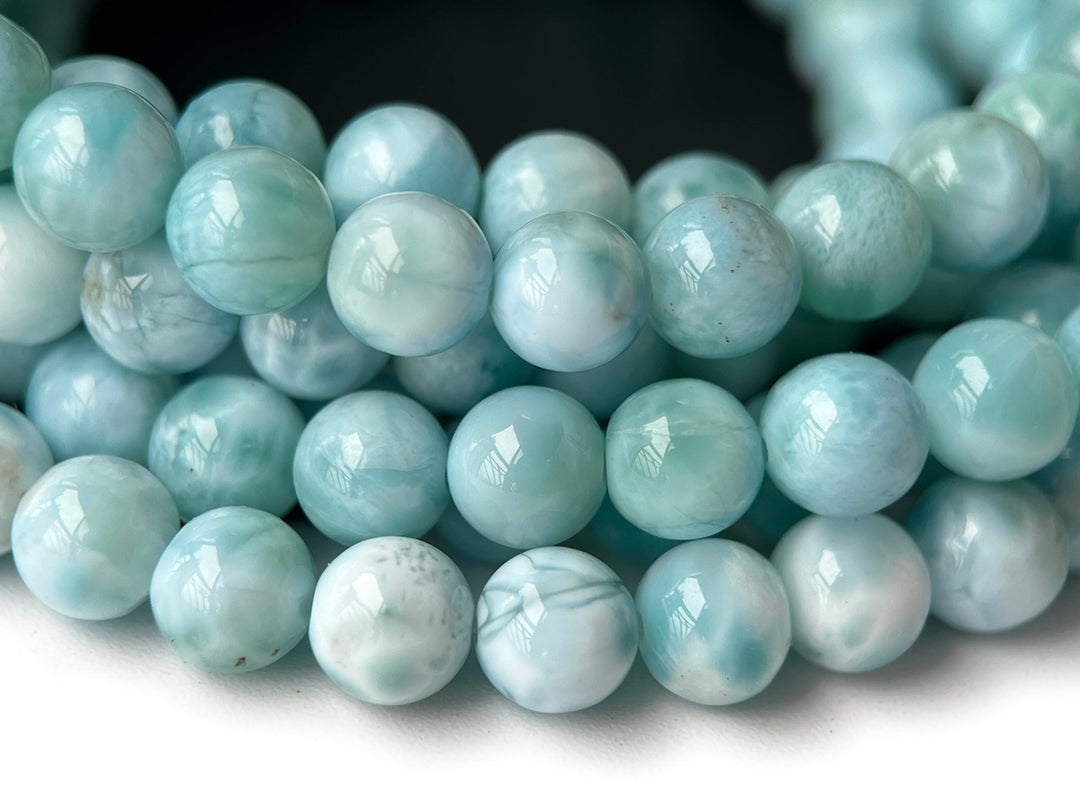 15.5" 8mm A Natural genuine larimar round gemstone jewelry beads