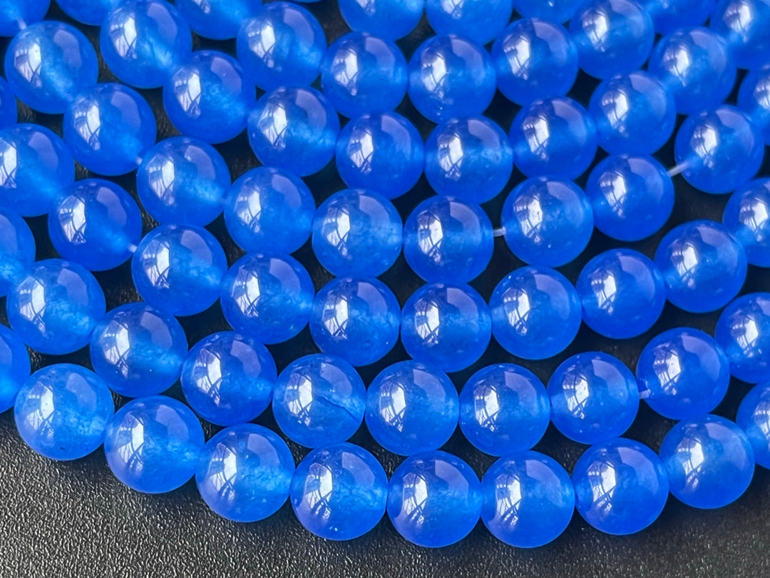 15" 6mm blue Malaysian jade Round beads