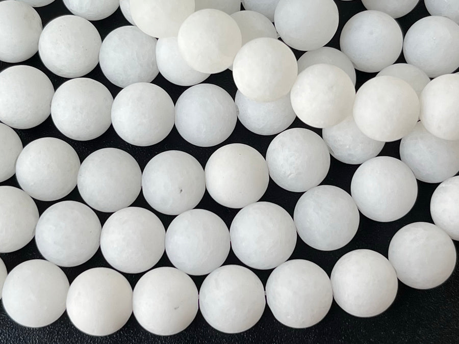 15.25" 6mm matte white dyed jade Round beads