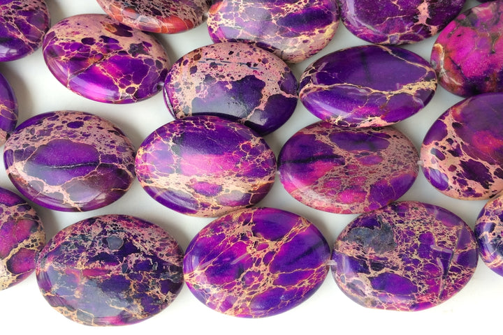15.5" 18x25mm purple Sea Sediment oval beads,emperor jasper oval beads,impression jasper, Aqua Terra Jasper