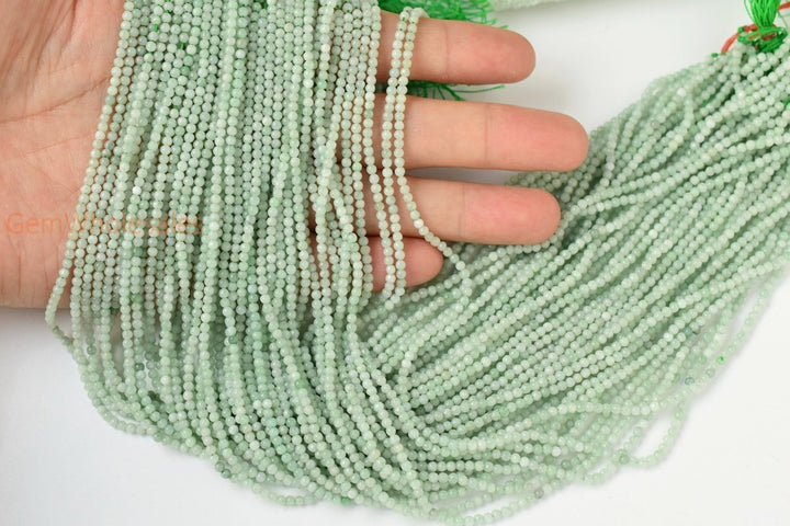 15.5" 2mm natural genuine green burma jadeite Round beads