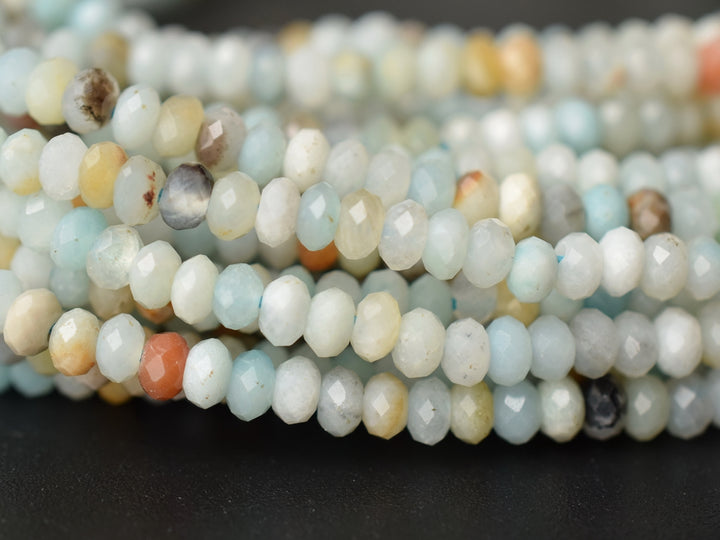 15.5" 2x4mm Natural amazonite rondelle beads, amazonite roundel faceted