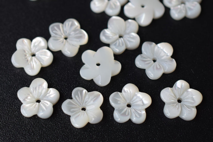 10PCS 10mm Natural white MOP flower beads 5 petal,mother of pearl