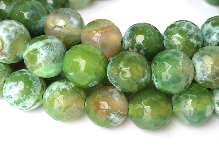 15" 8mm/10mm green fire Agate Round faceted beads