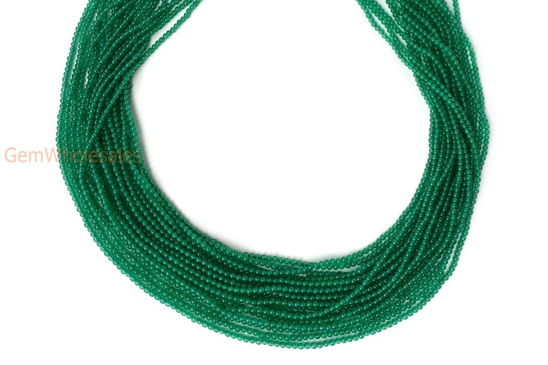 15.5" 2mm green Agate Round jewelry beads supply
