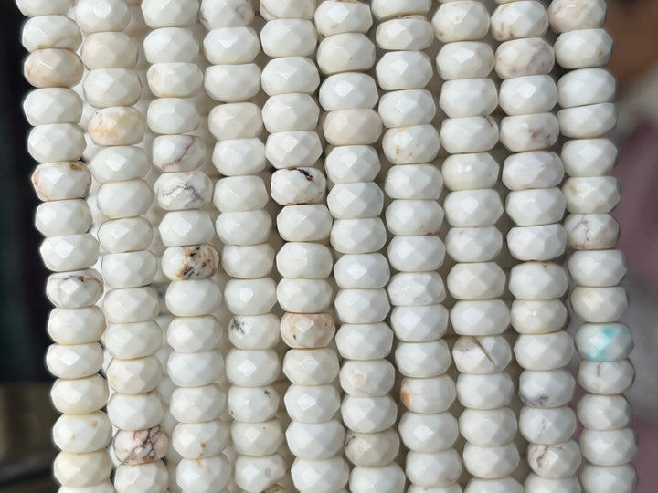15.5" 4x6mm/5x8mm Cream White howlite roundel/rondelle faceted beads,Gemstone