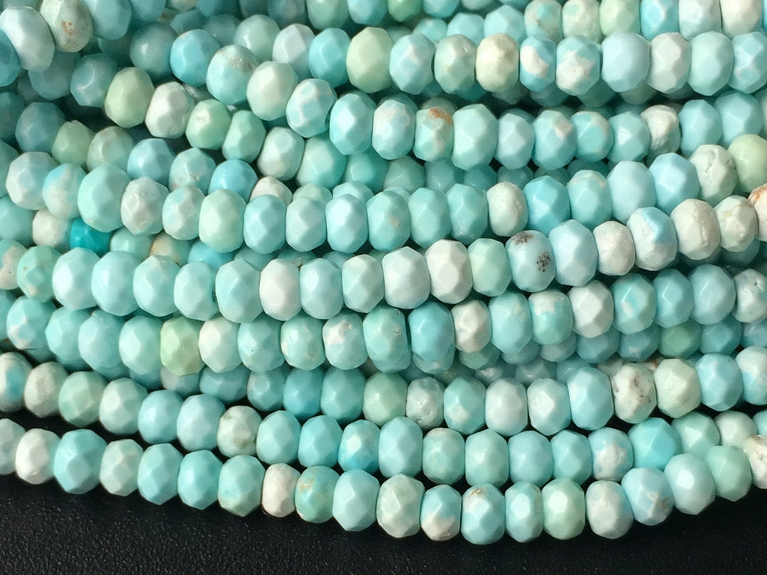 15.5" 2x4mm light Blue howlite roundel/rondelle faceted beads