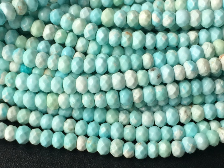 15.5" 2x4mm light Blue howlite roundel/rondelle faceted beads