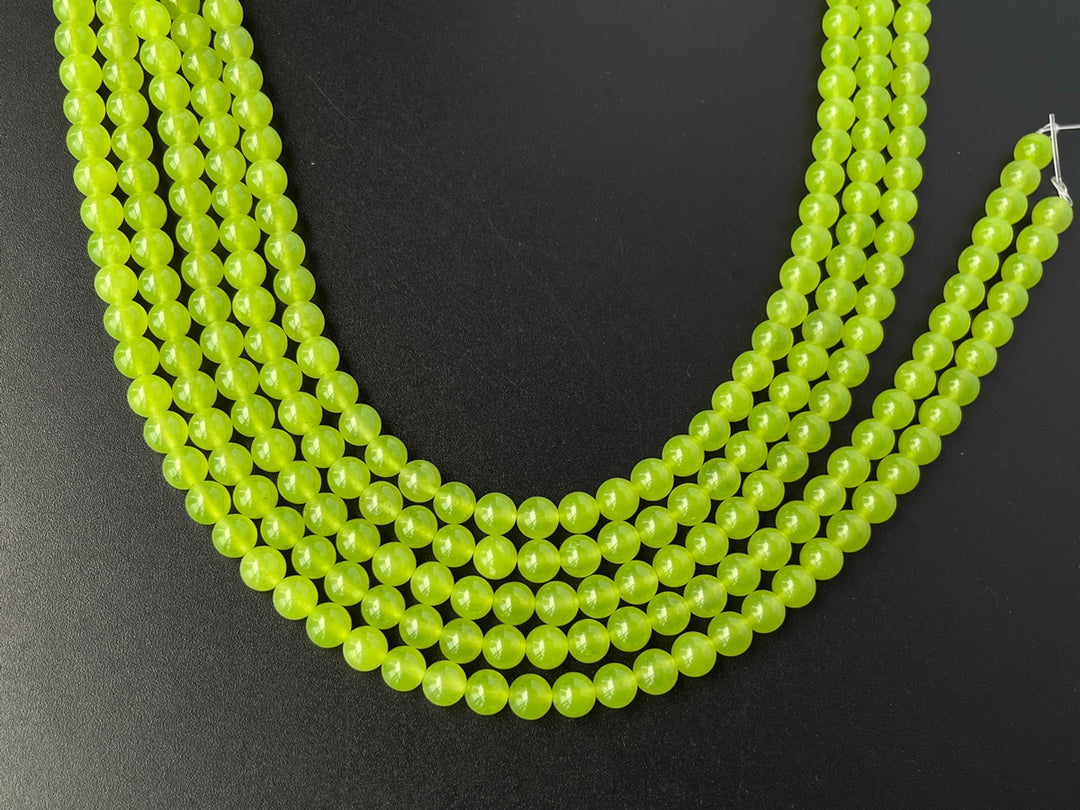 15" 6mm Light yellow green Malaysian jade Round beads