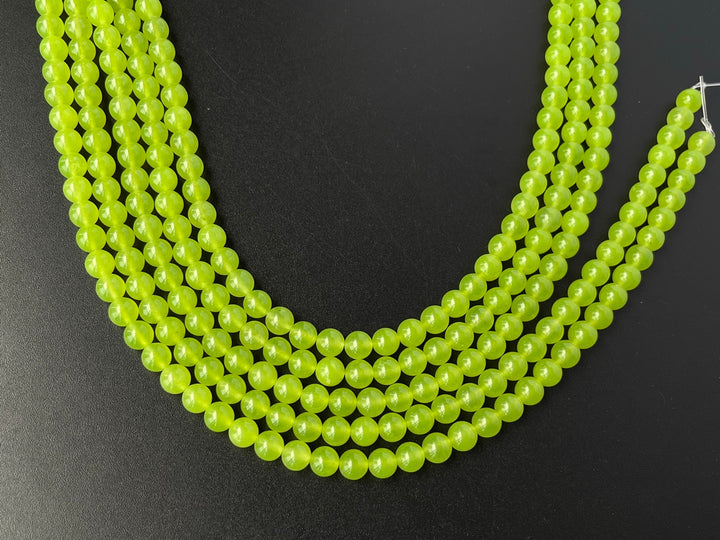 15" 6mm Light yellow green Malaysian jade Round beads