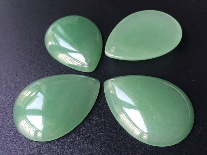 1pc 30x40mm Drilled Natural green aventurine teardrop pendant