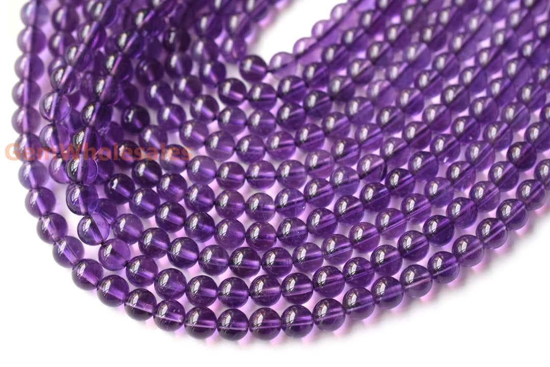 15.5" 8mm 5A Natural light middle amethyst round beads