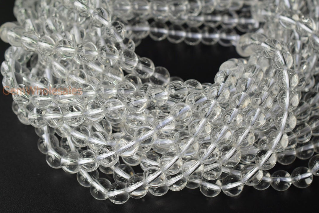 15.5" Natural rock crystal quartz 10mm round beads,1.8mm big hole