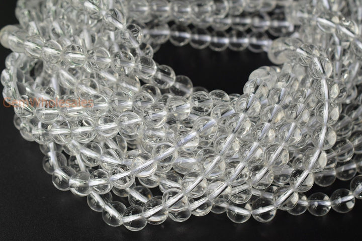 15.5" Natural rock crystal quartz 10mm round beads,1.8mm big hole