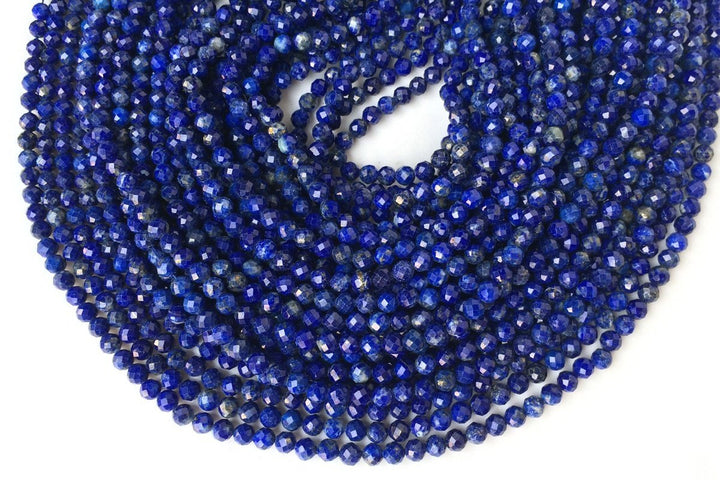 15.5" A natural Lapis lazuli stone 4mm round faceted beads Q3