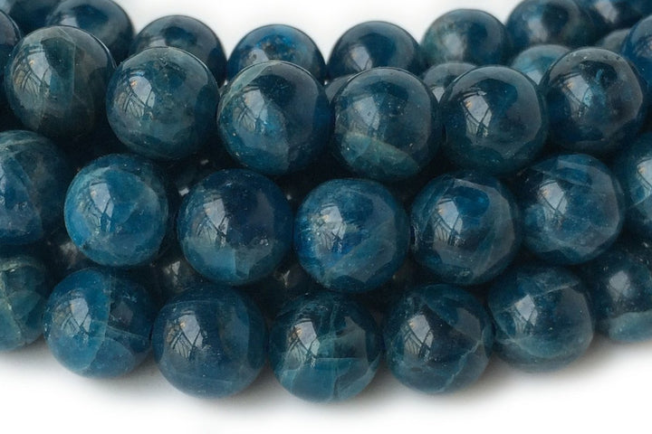 15.5" 6mm/8mm natural apatite dark blue stone round beads,AA