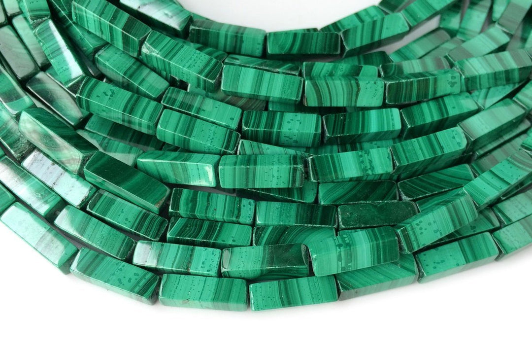 10PCS 4x13mm Genuine natural malachite stone Rectangle tube beads AA