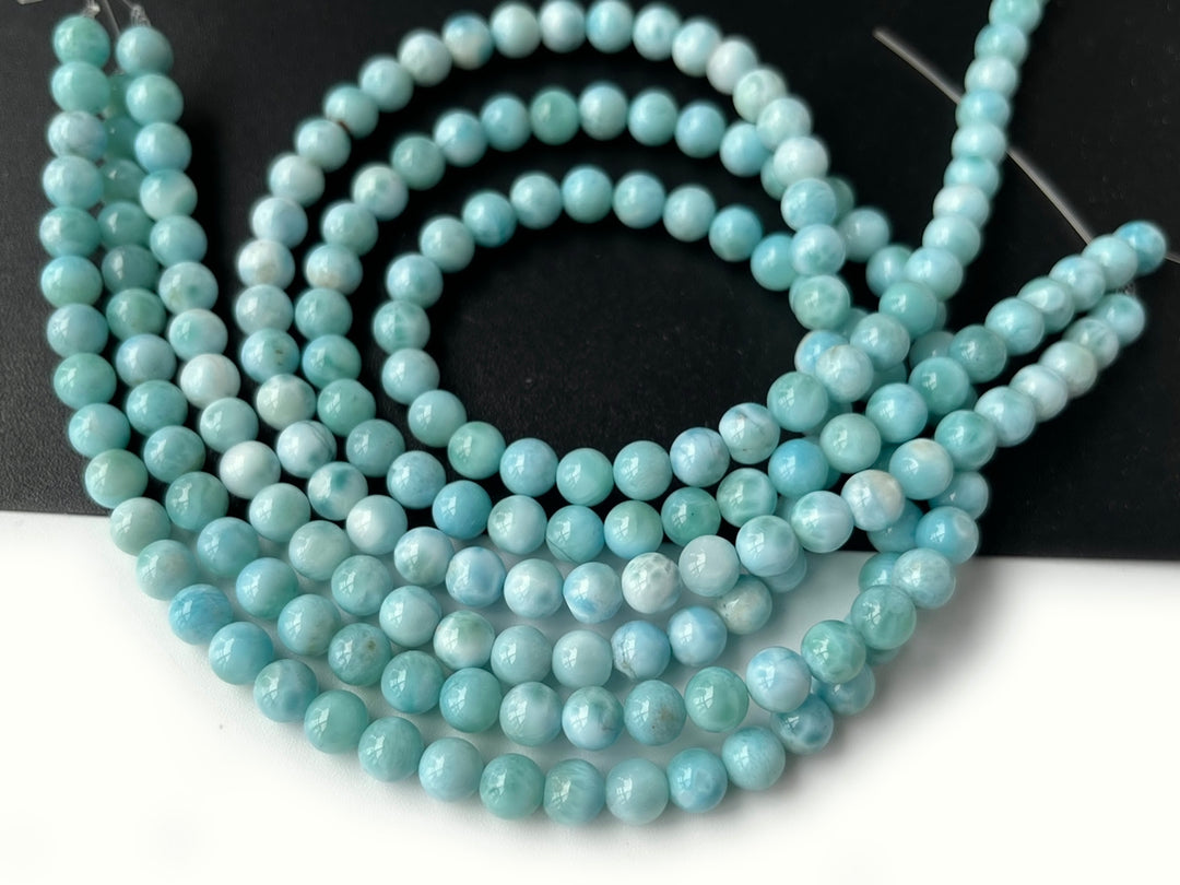 15.5" 8mm A Natural genuine larimar round gemstone jewelry beads