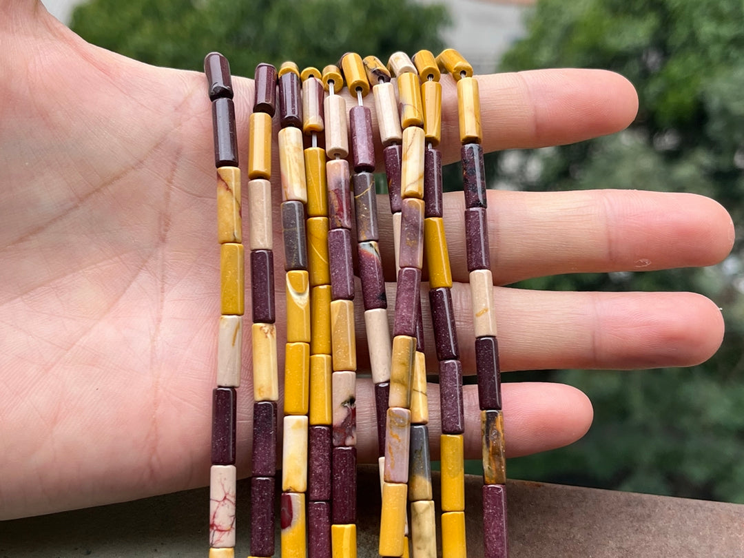 15" 4x13mm Natural moukaite (mookaite) round tubes/Cylinder beads