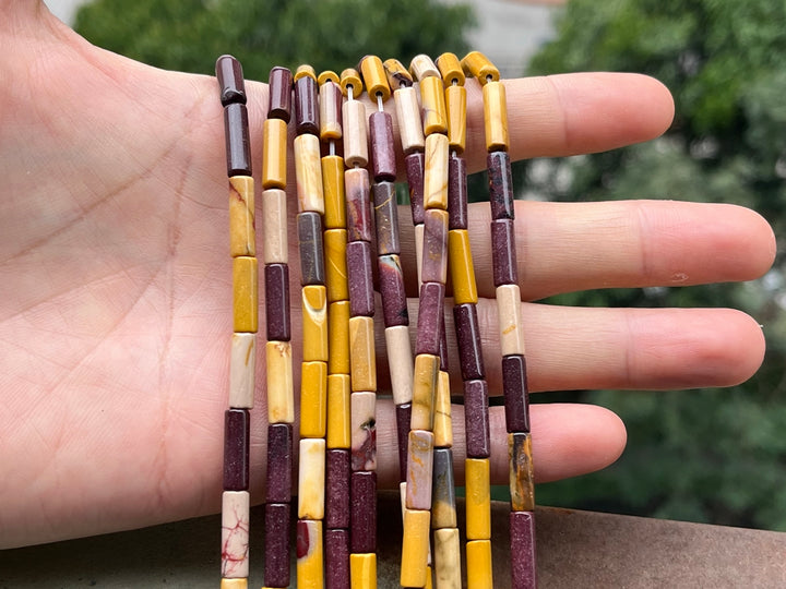 15" 4x13mm Natural moukaite (mookaite) round tubes/Cylinder beads