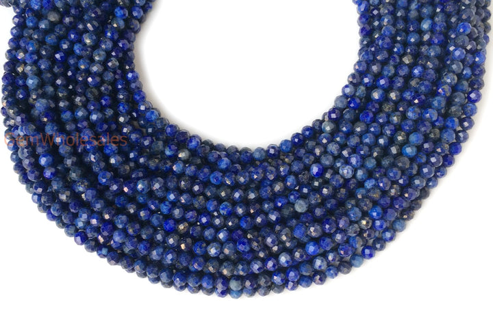 15.5“ A natural Lapis lazuli stone 4mm round faceted beads Q2