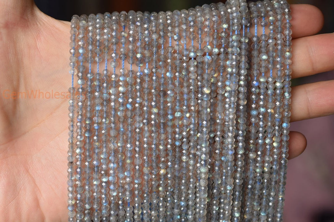 15" 2x3~4mm Labradorite roundel faceted beads,rondelle faceted gemstone beads AA