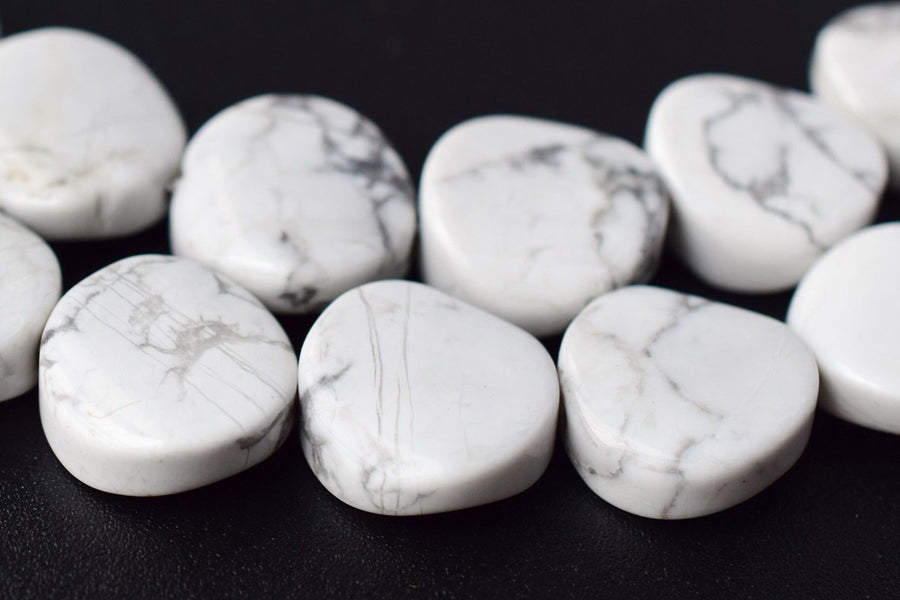 15.5" 16mm Natural white howlite twisted coin, white howlite wave coin, semi precious stone