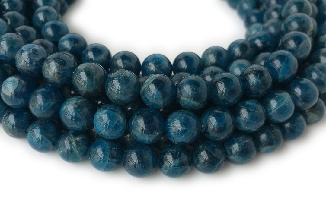 15.5" 6mm/8mm natural apatite dark blue stone round beads,AA