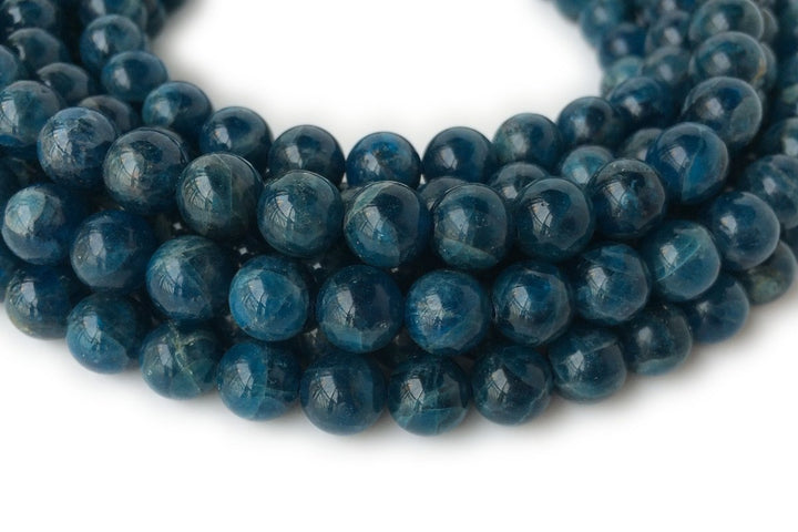 15.5" 6mm/8mm natural apatite dark blue stone round beads,AA