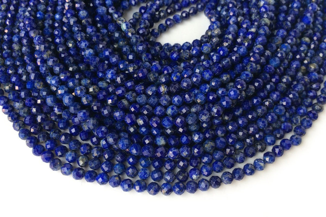 15.5" A natural Lapis lazuli stone 4mm round faceted beads Q3
