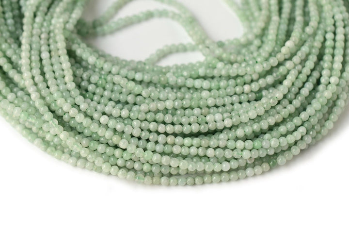15.5" 2mm natural genuine green burma jadeite Round beads