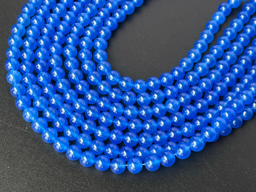 15" 6mm blue Malaysian jade Round beads