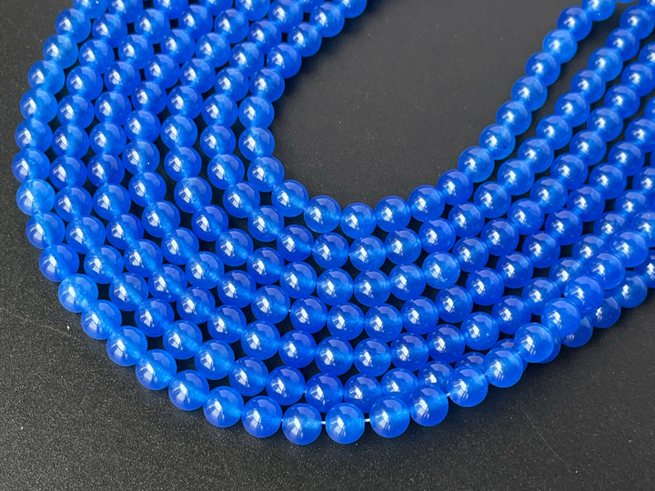 15" 6mm blue Malaysian jade Round beads