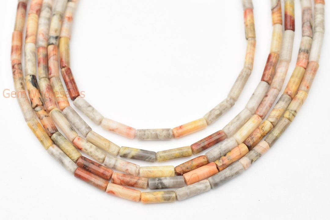 15.5"Crazy natural 4x13mm yellow crazy Agate Tube beads Gemstone