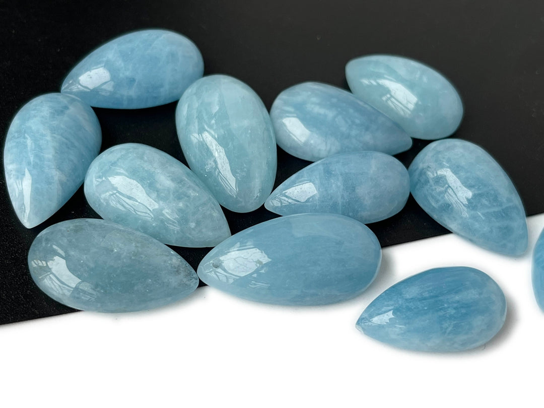 1PC 26~33mm AA Natural Aquamarine teardrop cabochon Undrilled pendant