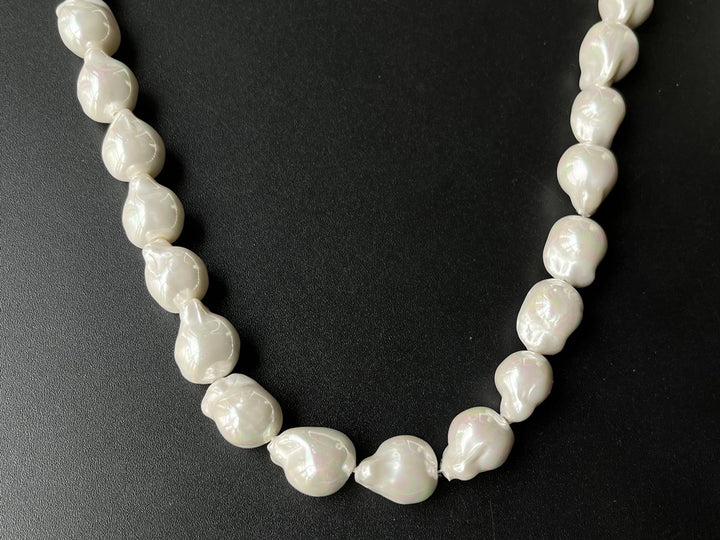 5PCS 16~18mm white baroque pearl(glass core) Shell pearl nugget beads